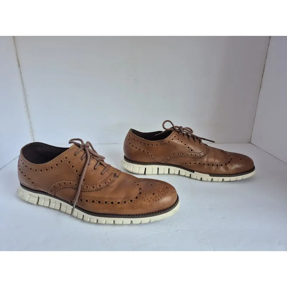 Cole Haan C14493 Mens 12 M British Tan Zerogrand Wingtip Oxford Leather Shoes